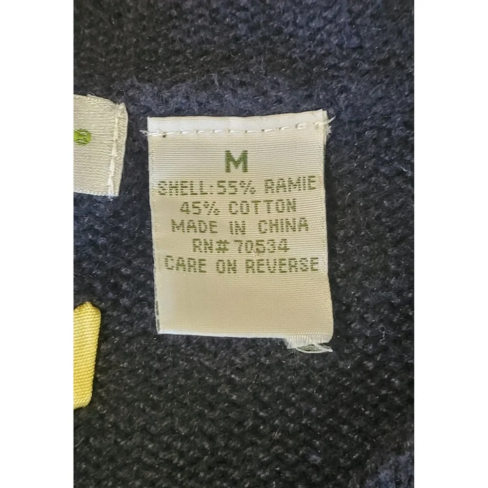 Orvis Women's Medium Cardigan  Button Up Sweater Flowers Daisy's‎ Navy Blue